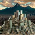A Mountain of money infront of Las Vegas Skyline, 8k, photorealistic, hyperrealistic, modern, trending at artstation, HQ. in Photorealism style